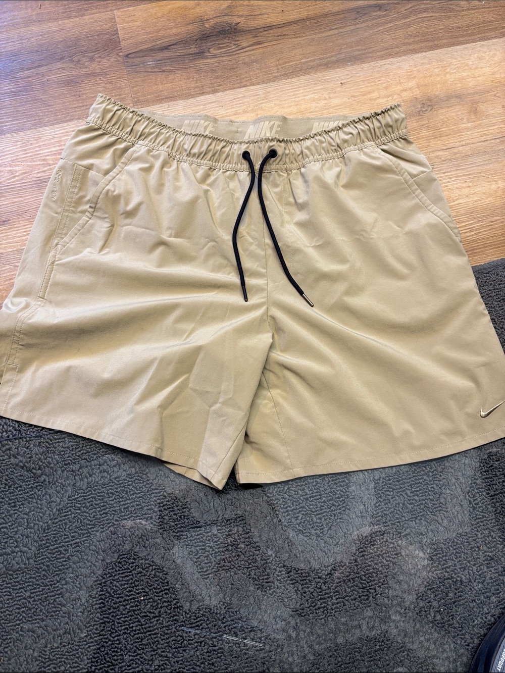 Nike Khaki Shorts with Black Drawstring 7” versatile shorts